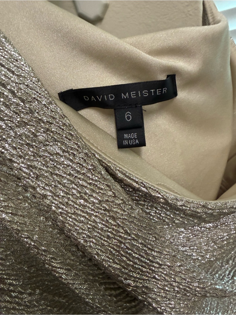 NWOT David Meister Champagne Metallic Gown - Picture 6 of 7